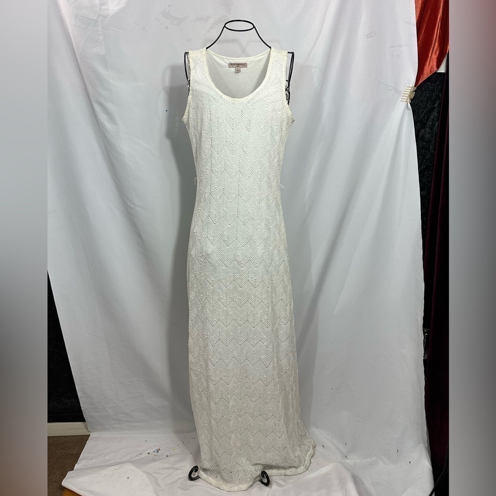 Sharagano noir white maxi dress size 6